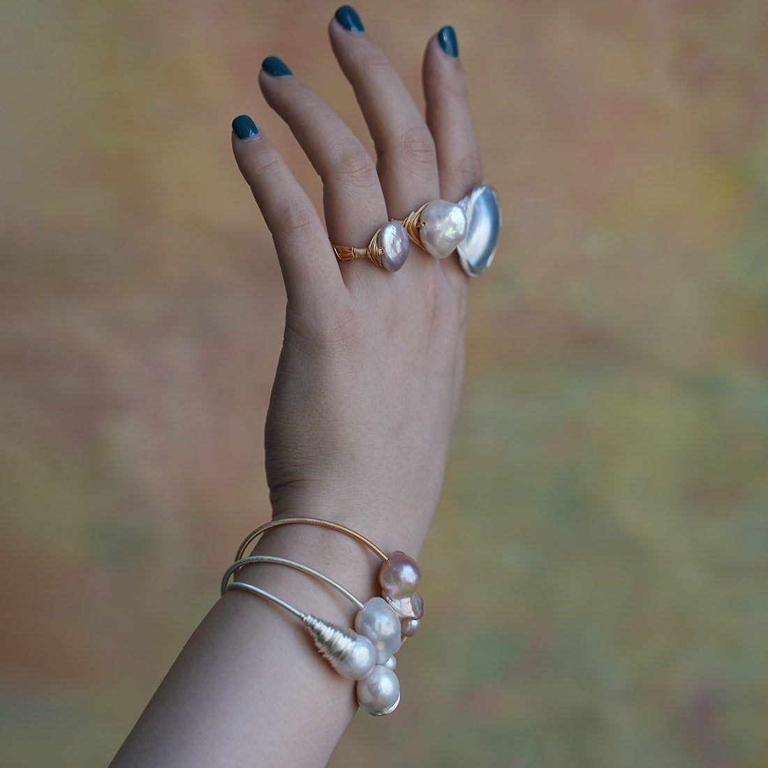 Lavender Baroque Wire-Wrapped Pearl Ring