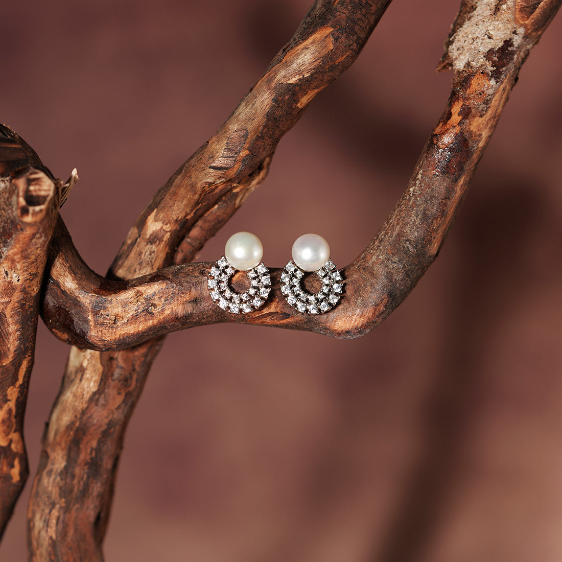 Luna Orbit Pearl Stud Earrings