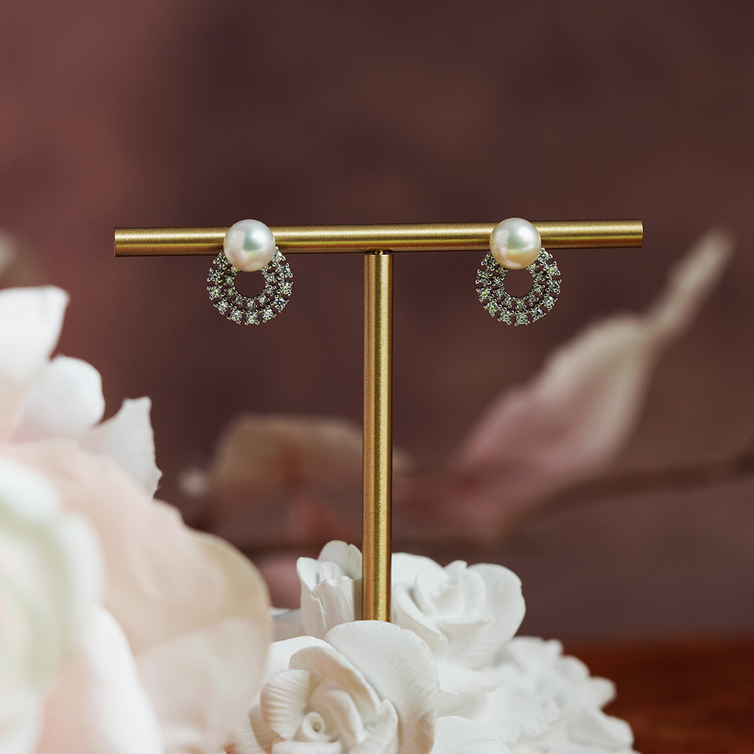 Luna Orbit Pearl Stud Earrings