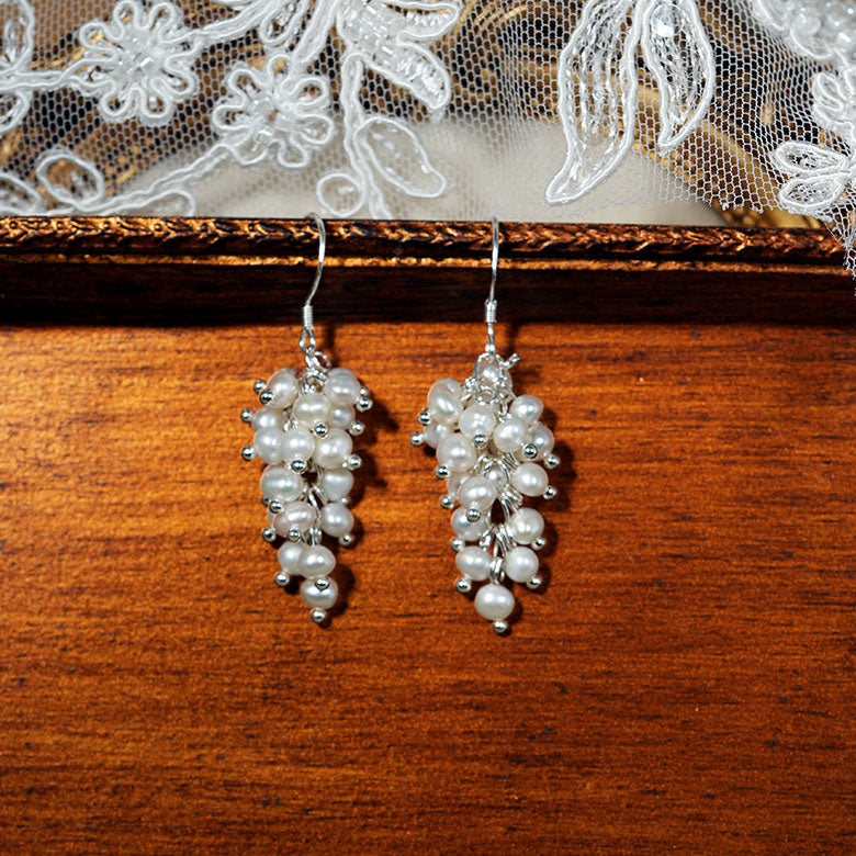 Lush Summer Grape Cluster Pearl Earrings