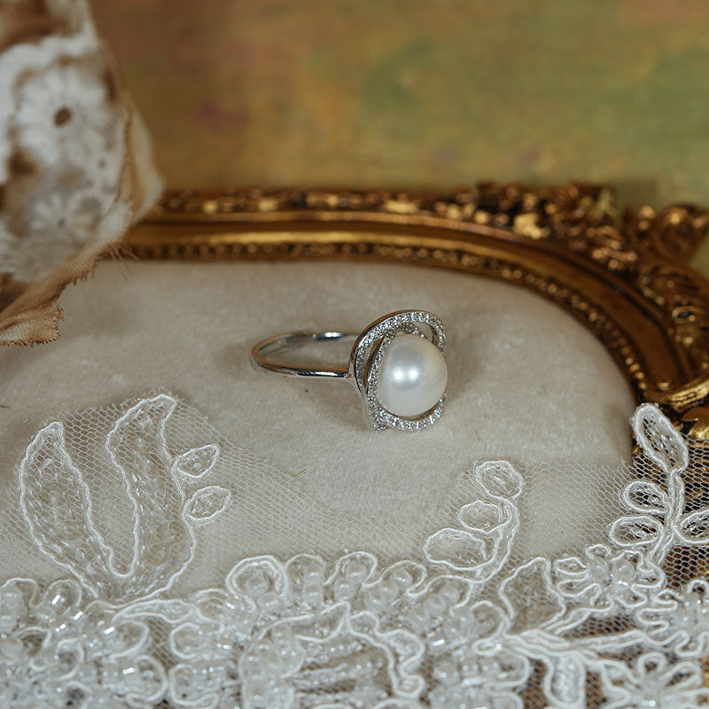 Mireille Bloom Pearl Halo Ring