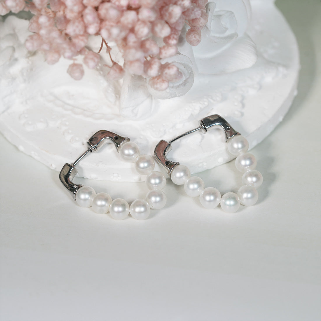 Miss Amara Elegant Pearl Huggie Earrings