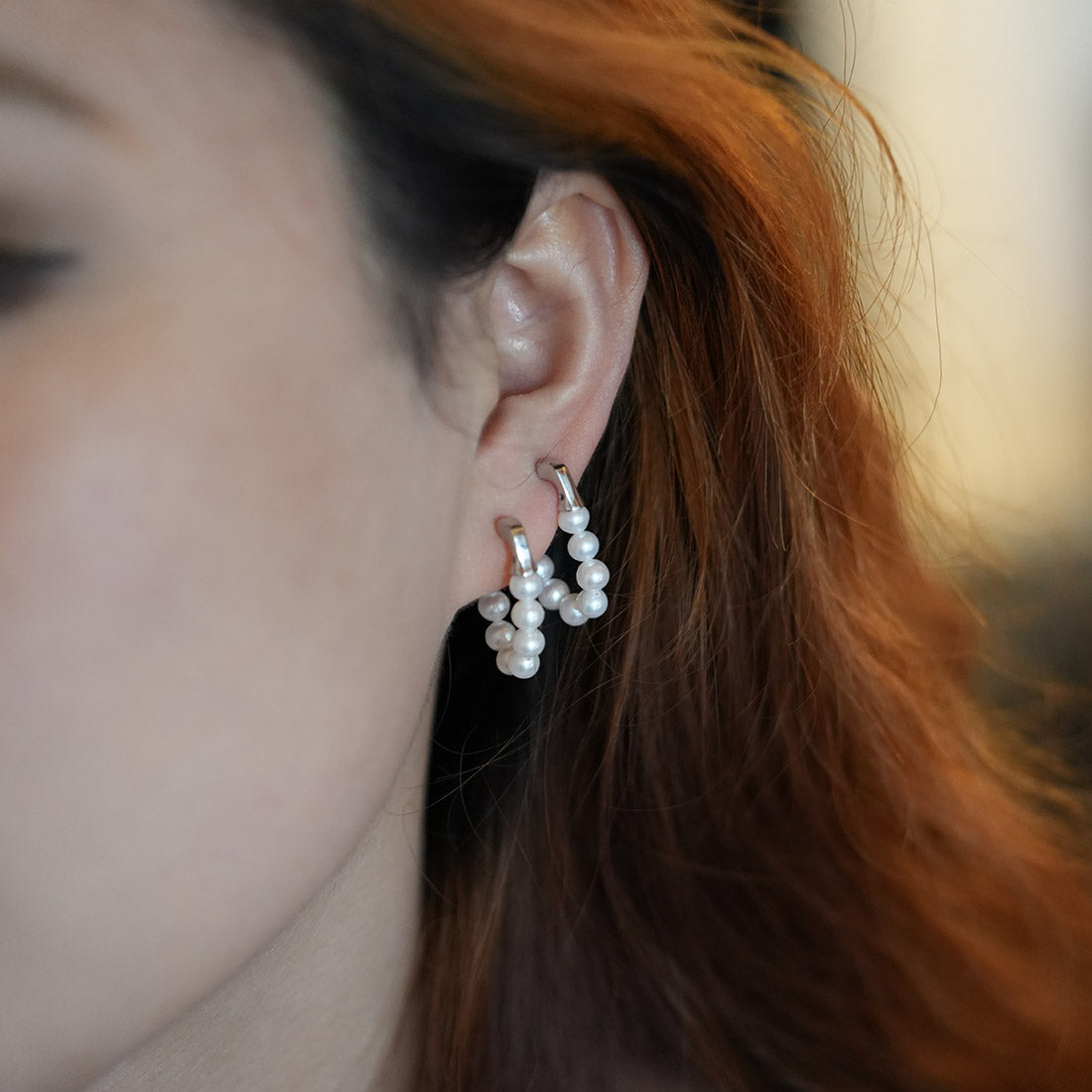 Miss Amara Elegant Pearl Huggie Earrings