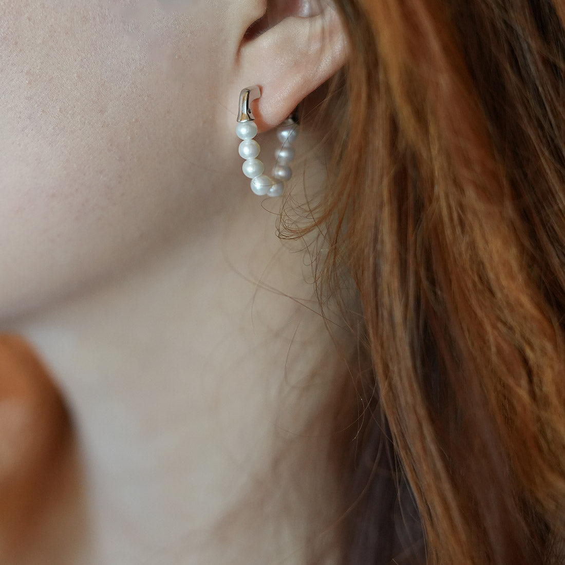 Miss Amara Elegant Pearl Huggie Earrings