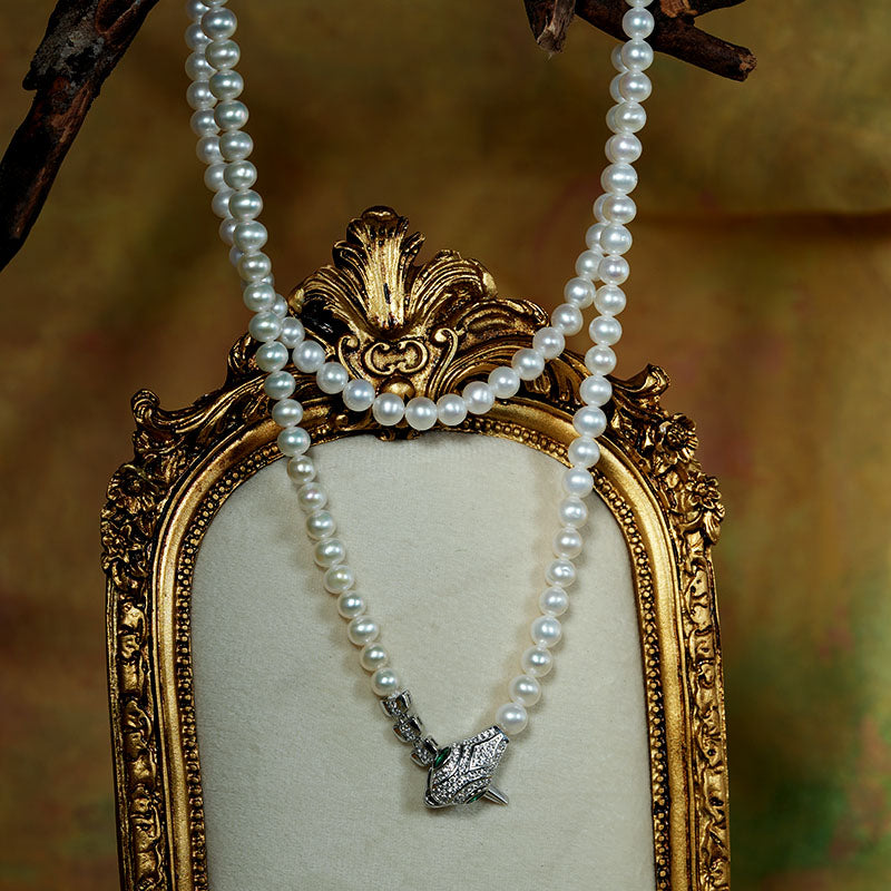 Mystic Ouroboros Pearl Bead Necklace