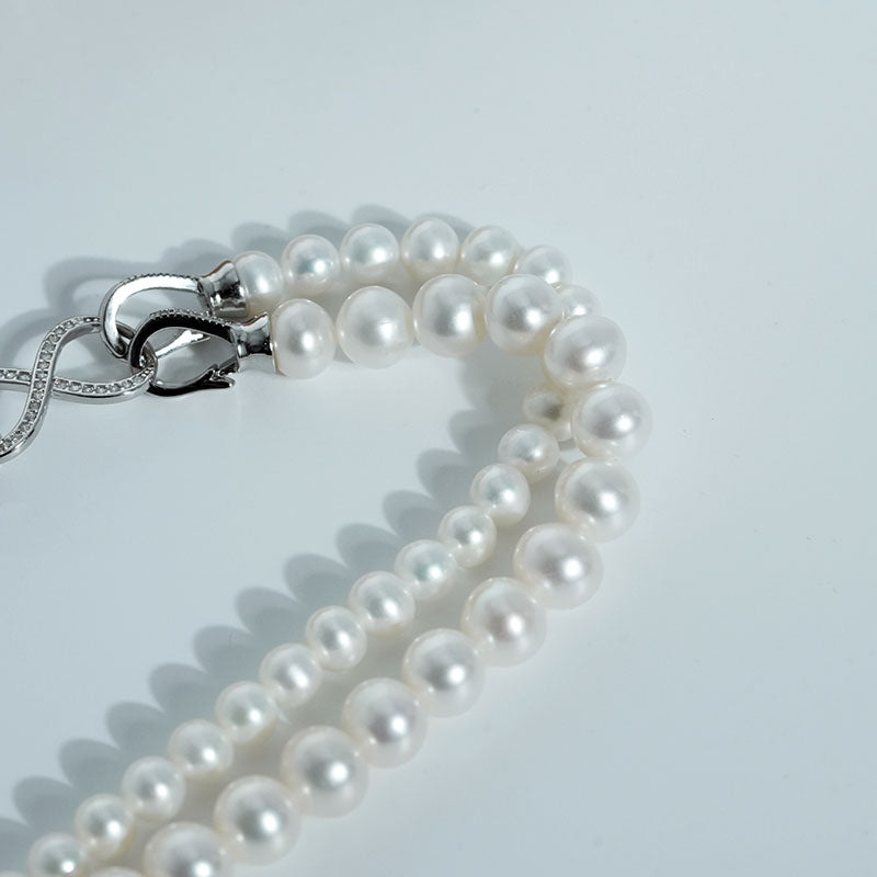 Nocturne Figure-8 Clasp Stackable Double-Layer Pearl Necklace