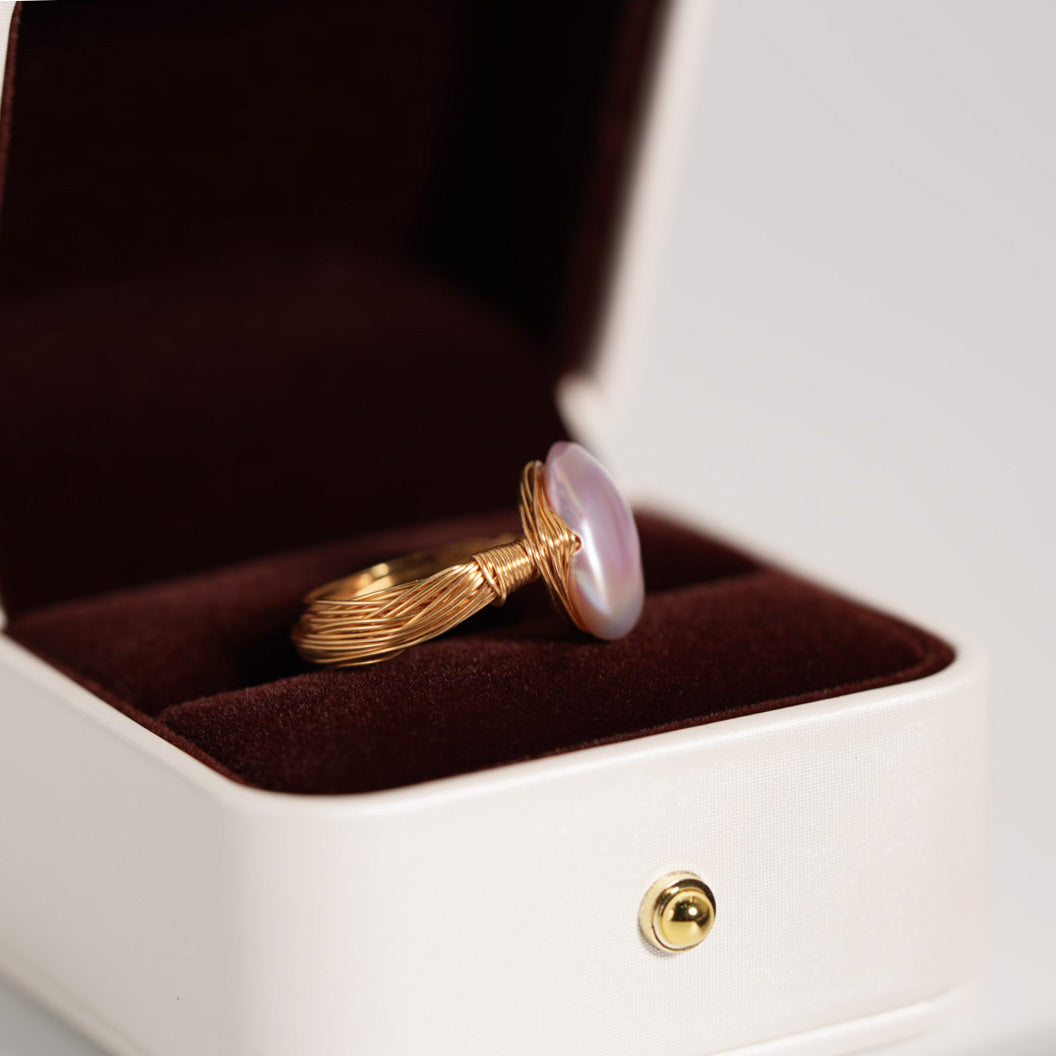 Lavender Baroque Wire-Wrapped Pearl Ring