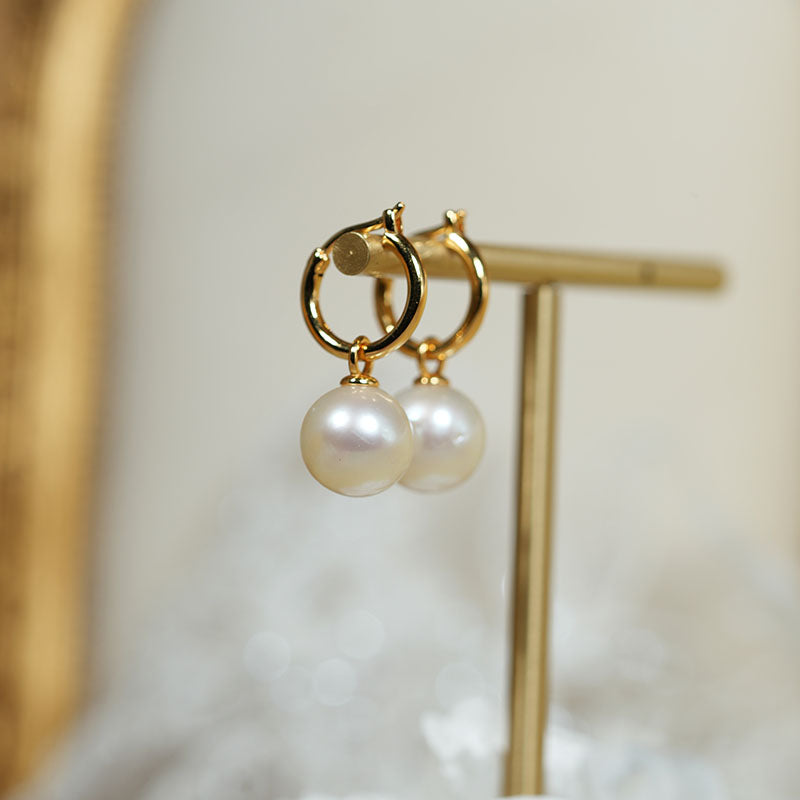 Seraphine Classic Round Pearl Huggie Earrings