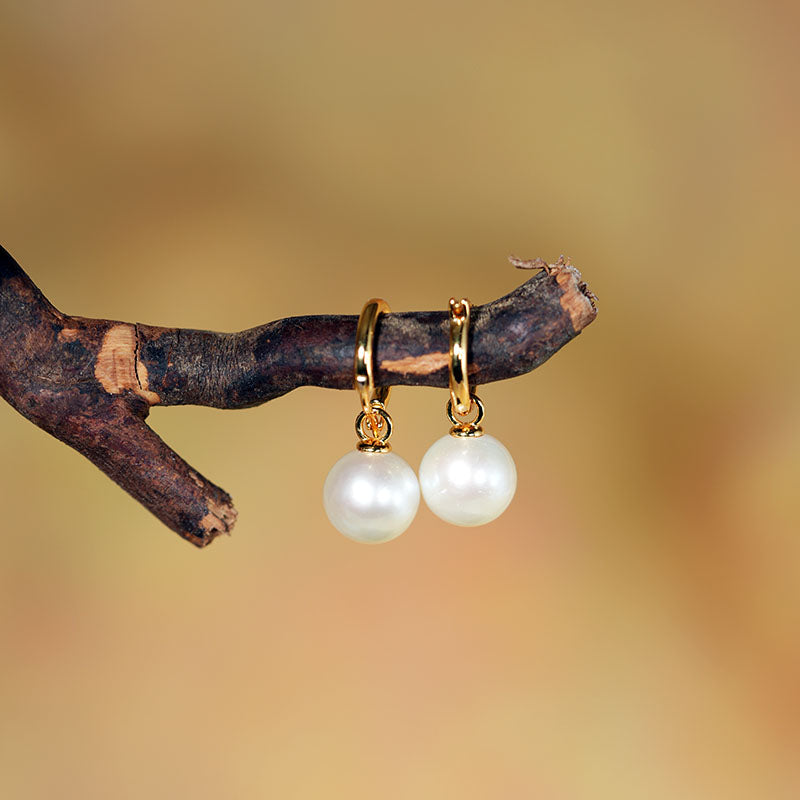 Seraphine Classic Round Pearl Huggie Earrings