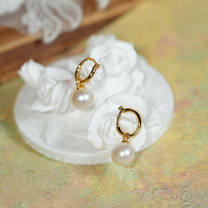 Seraphine Classic Round Pearl Huggie Earrings