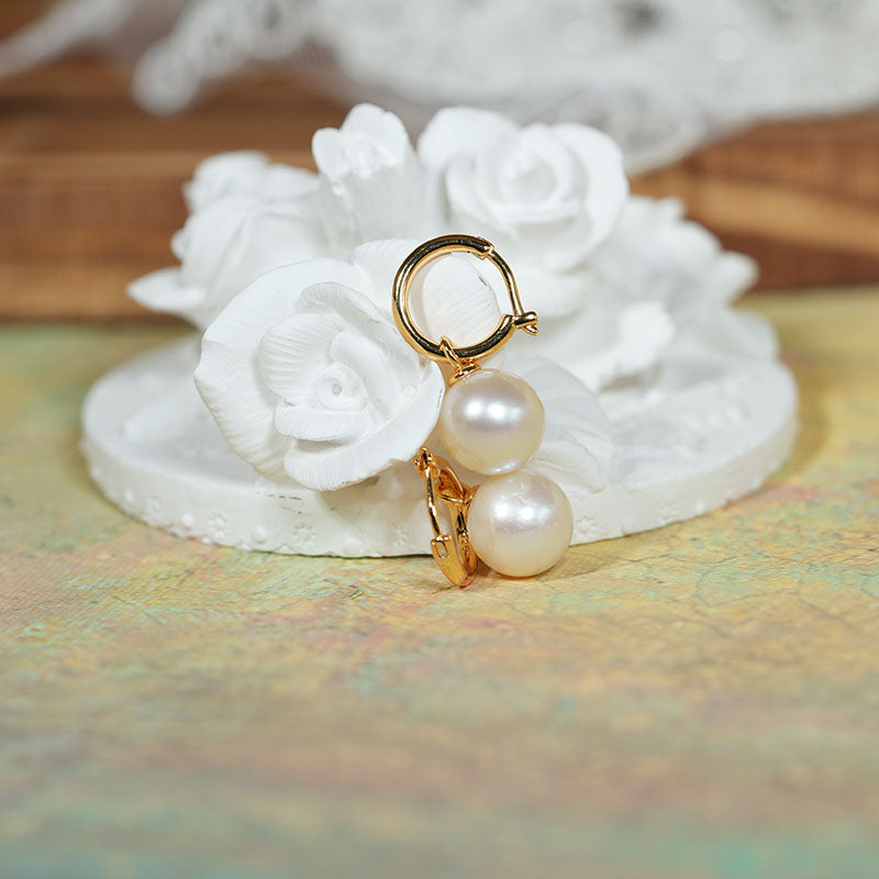 Seraphine Classic Round Pearl Huggie Earrings