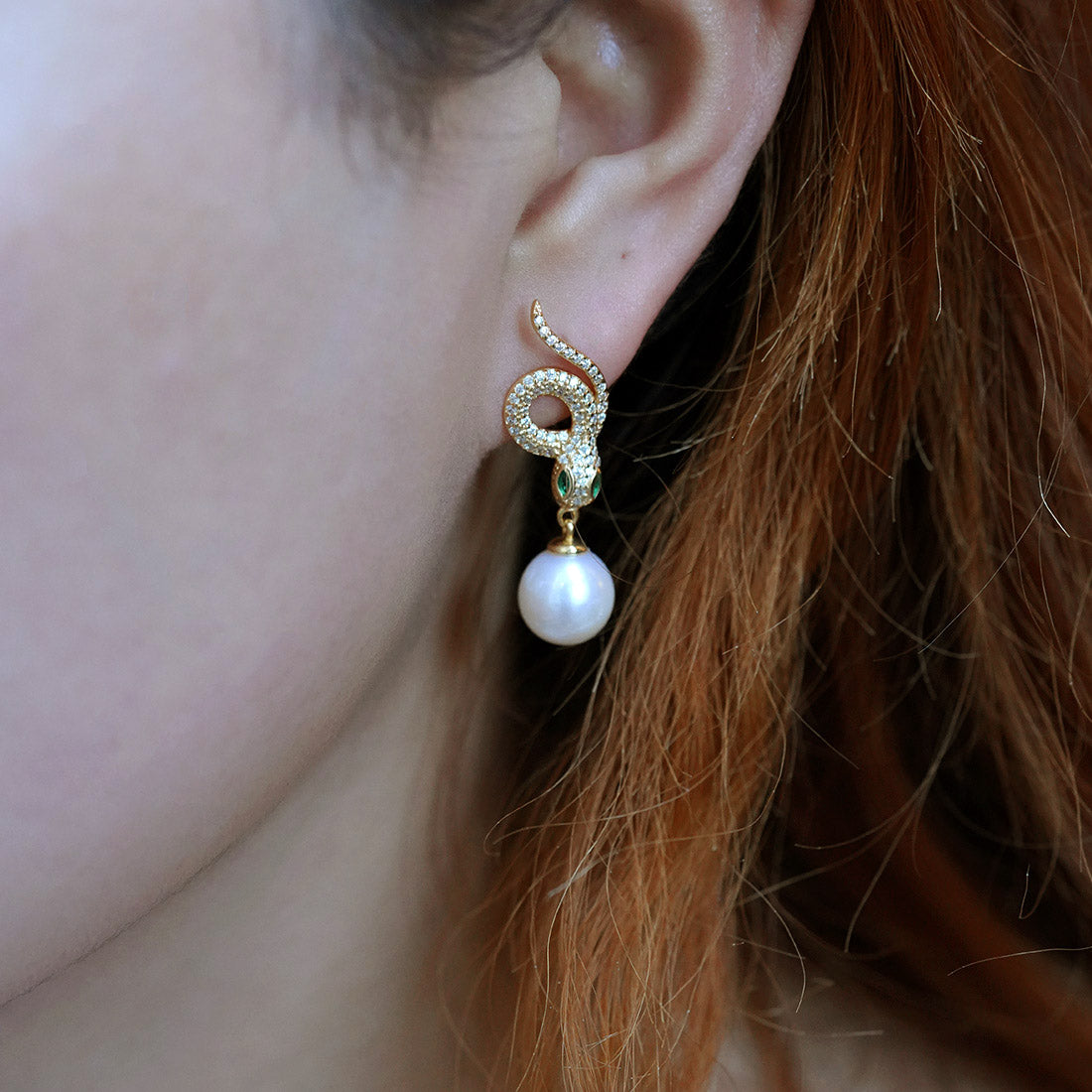 Serpent Flow Iridescent Pearl Drop Earrings