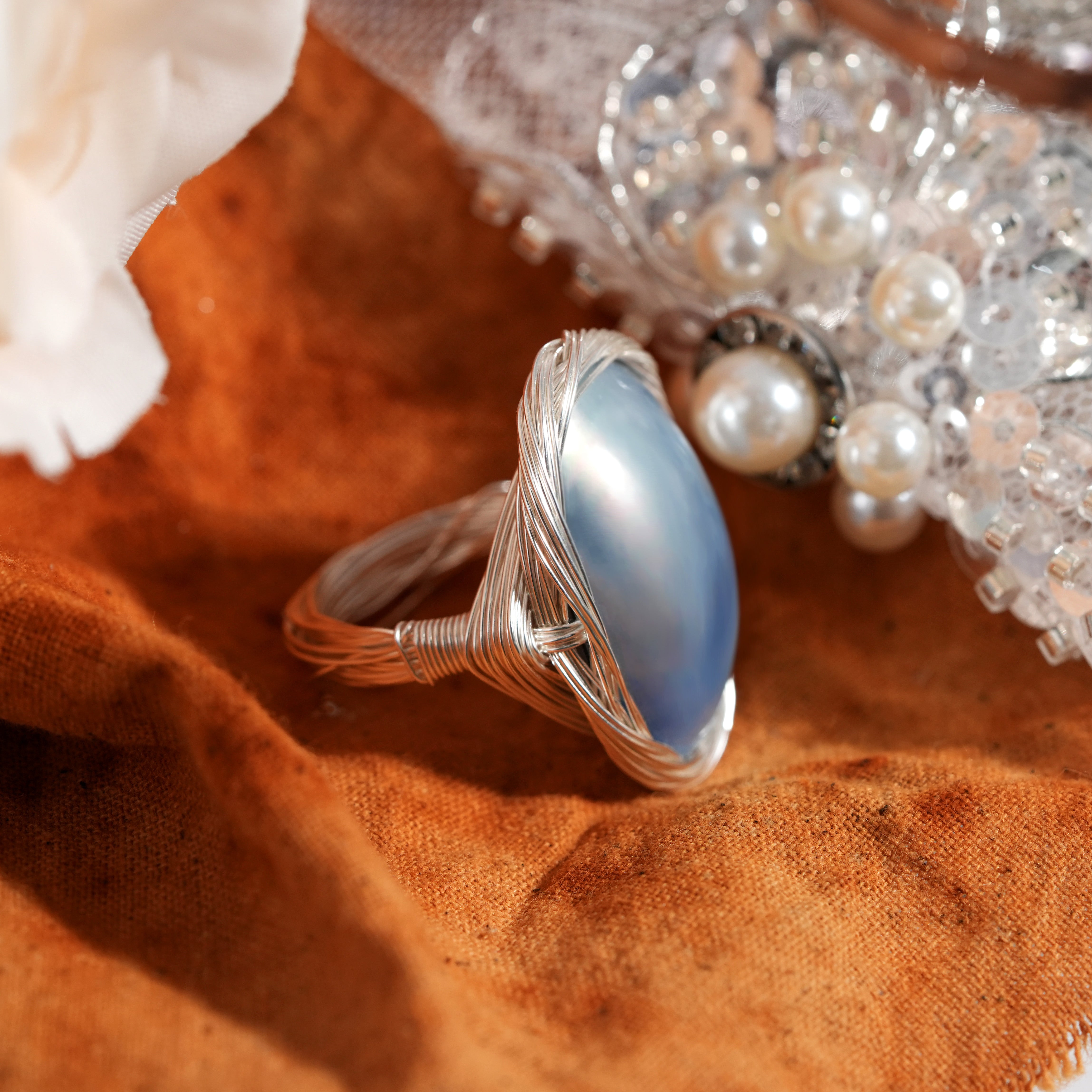 Skychant Azure Baroque Pearl Statement Ring