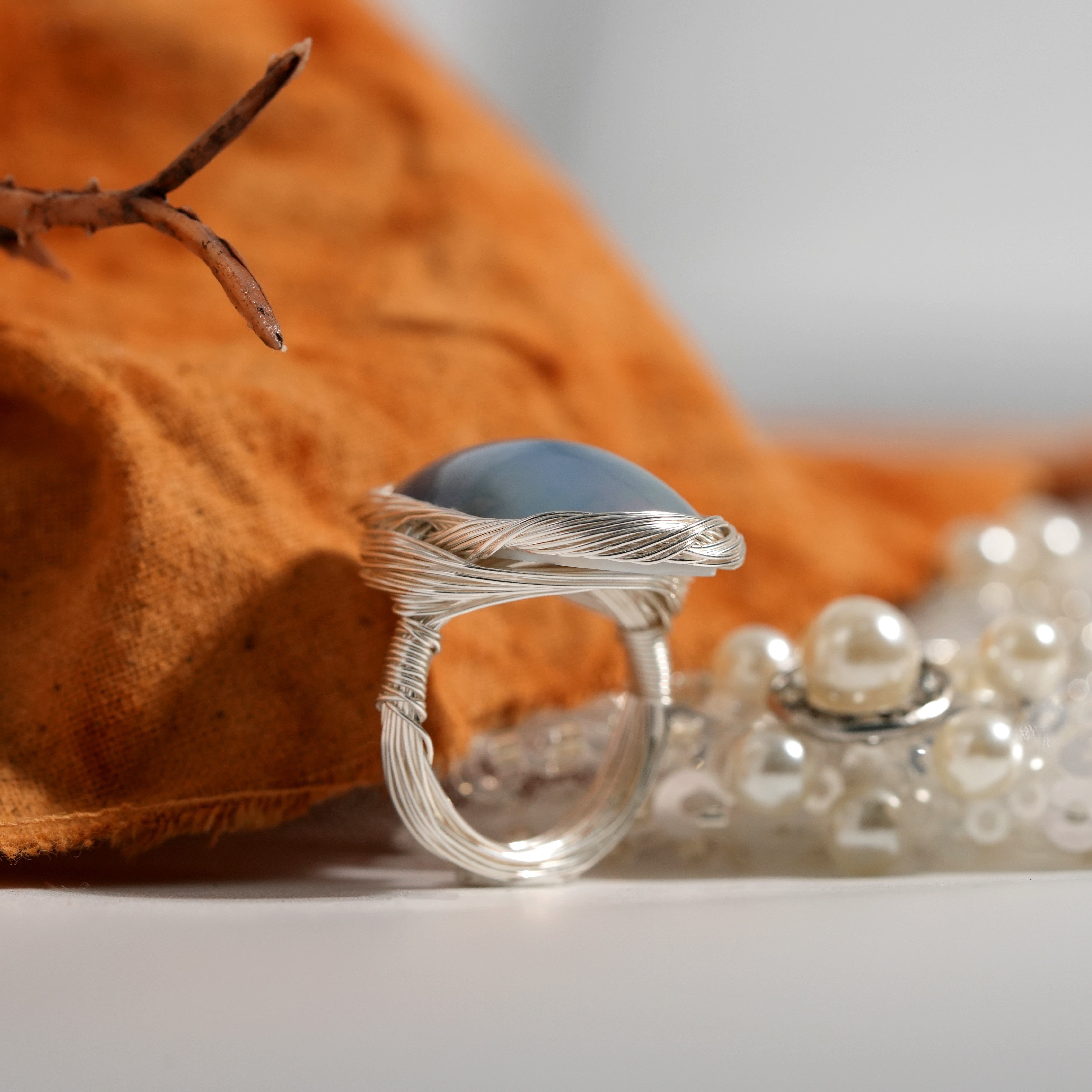 Skychant Azure Baroque Pearl Statement Ring