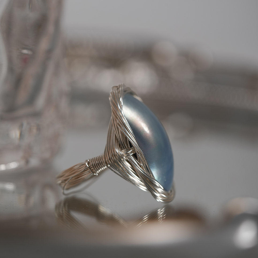 Skychant Azure Baroque Pearl Statement Ring