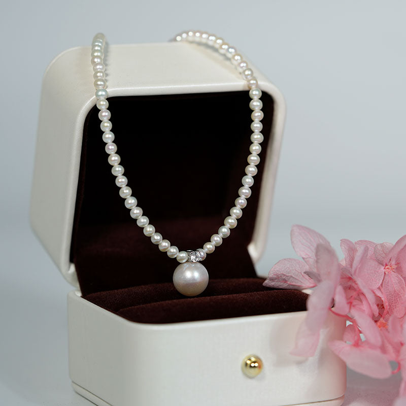 Starlit Dewdrop Round Pearl Strand Necklace