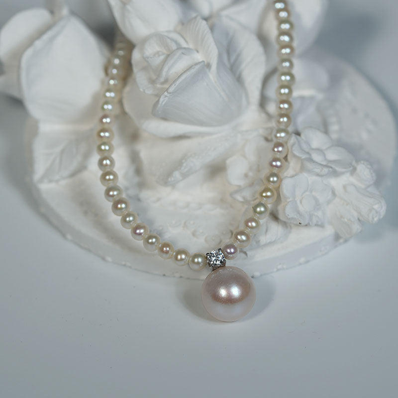 Starlit Dewdrop Round Pearl Strand Necklace