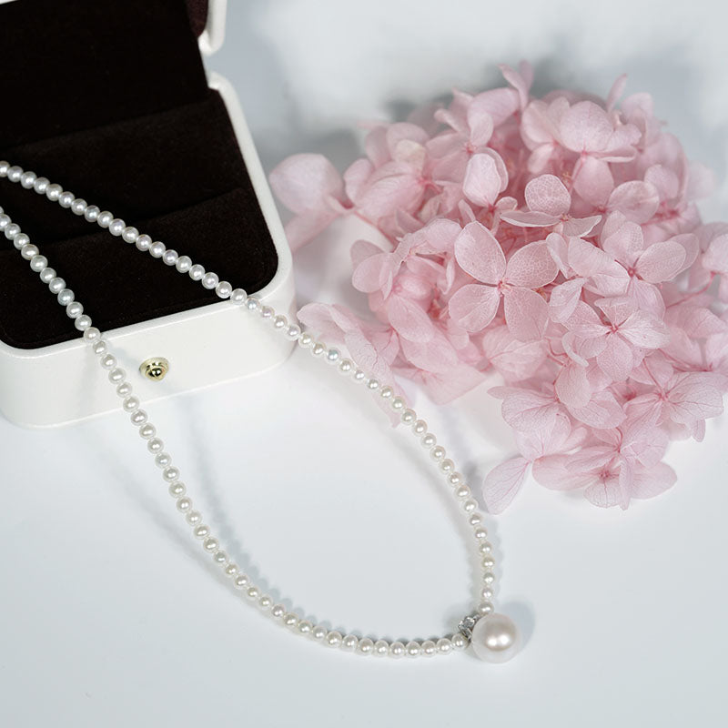 Starlit Dewdrop Round Pearl Strand Necklace