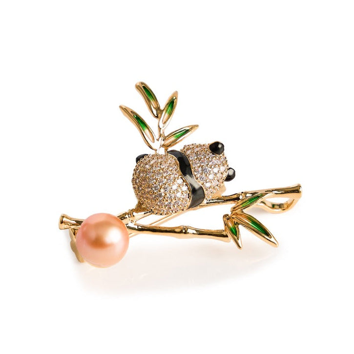 8.5-9mm Panda Freshwater Pearl Brooch-AAA Quality