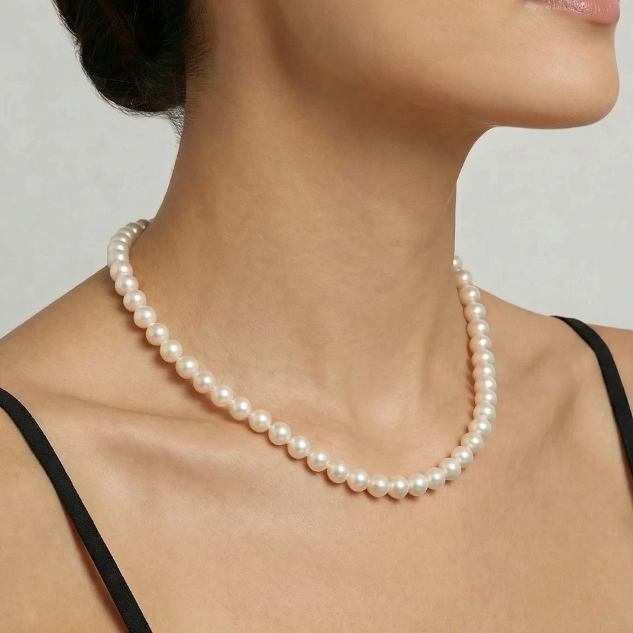 7.0-7.5mm White Freshwater Pearl Necklace - AAA Quality