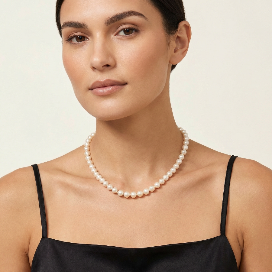 7.0-7.5mm White Freshwater Pearl Necklace - AAA Quality