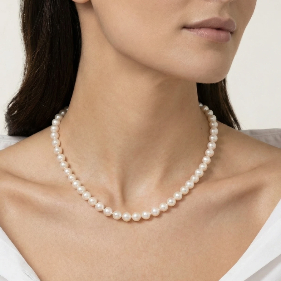 6.5-7.0mm White Freshwater Pearl Necklace - AAA Quality