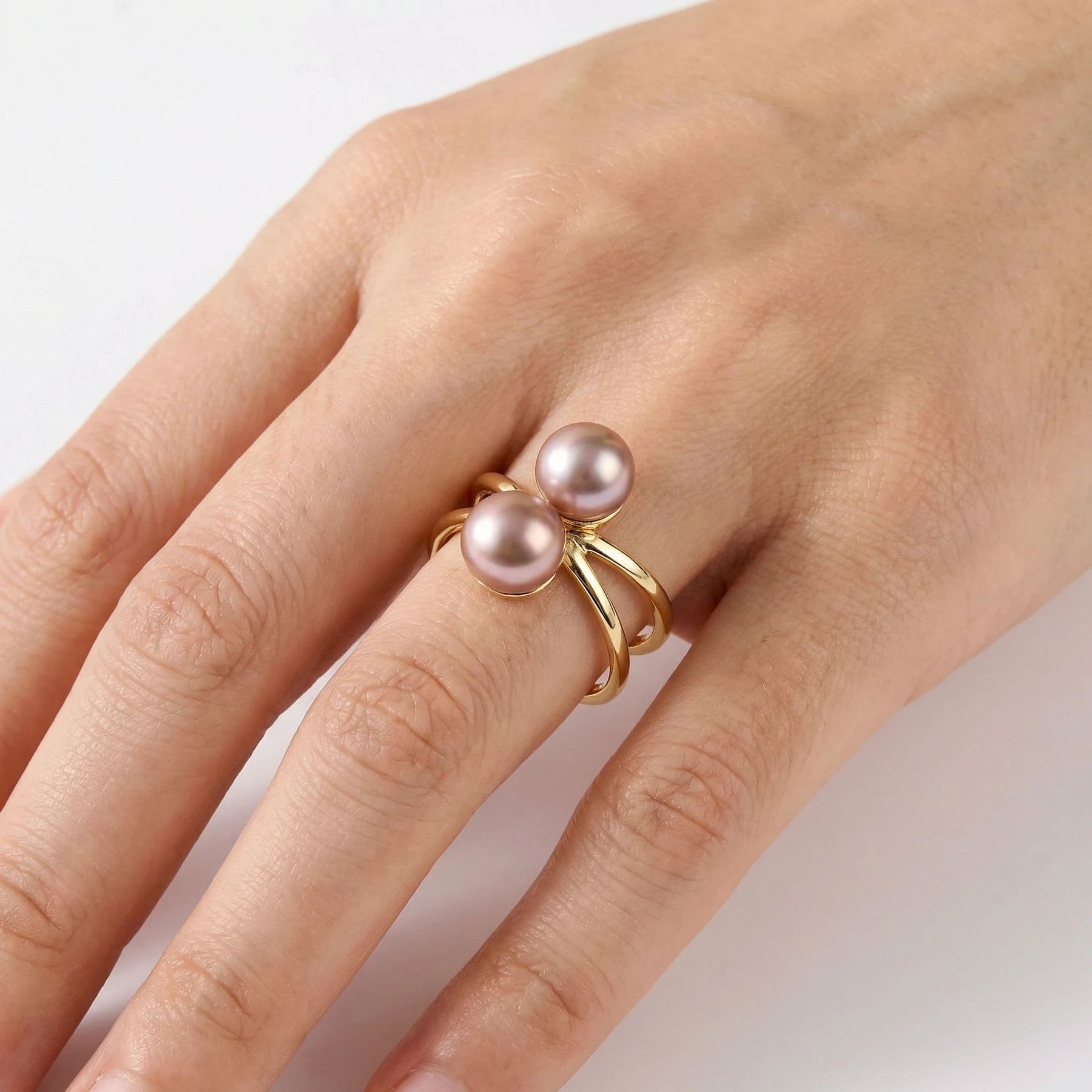 7.5-8mm Wrapped Double Pearl Ring-AAA Quality