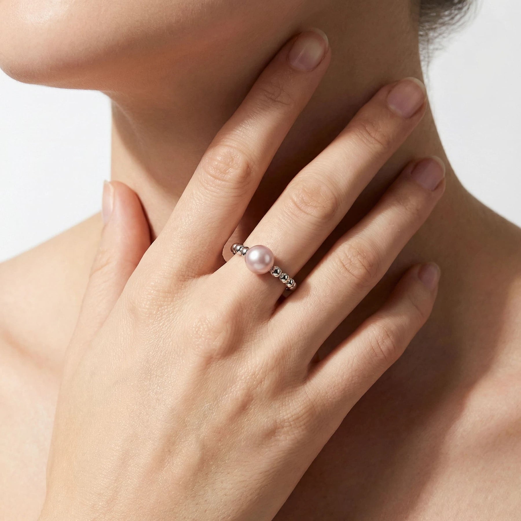 8.5-9.5mm Purple Freshwater Pearl Ring-AAA Quality