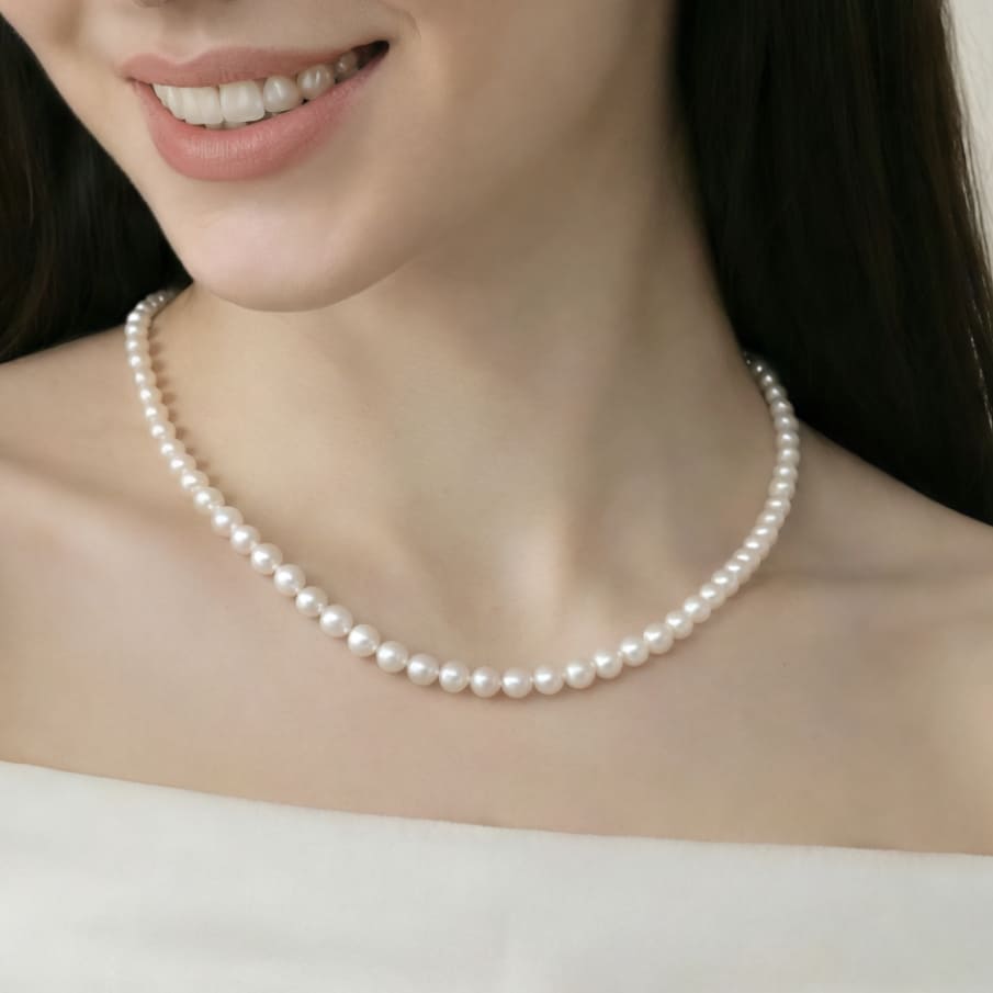 5-7mm White Freshwater Pearl Necklace-AAA Quality