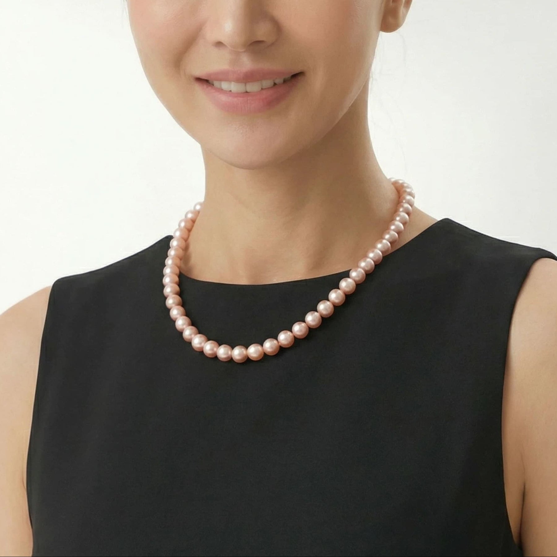 7-10.5 mm champagne Freshwater pearl necklace-AAA Quality