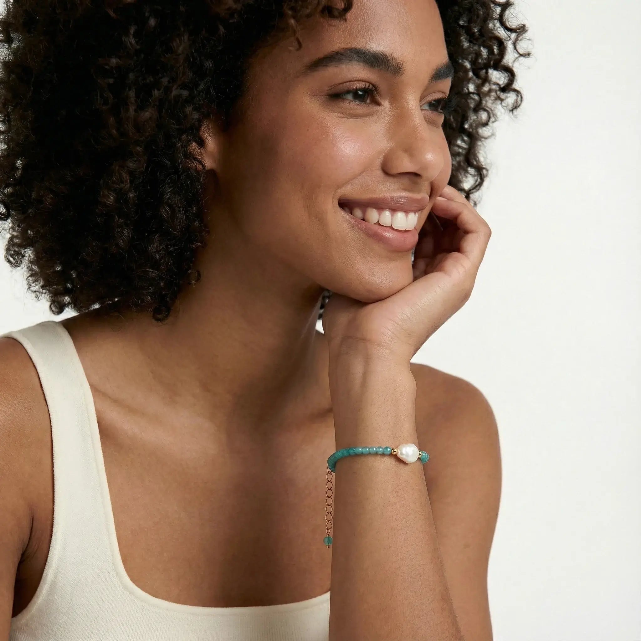 Freshwater Pearl & Apatite Bracelet