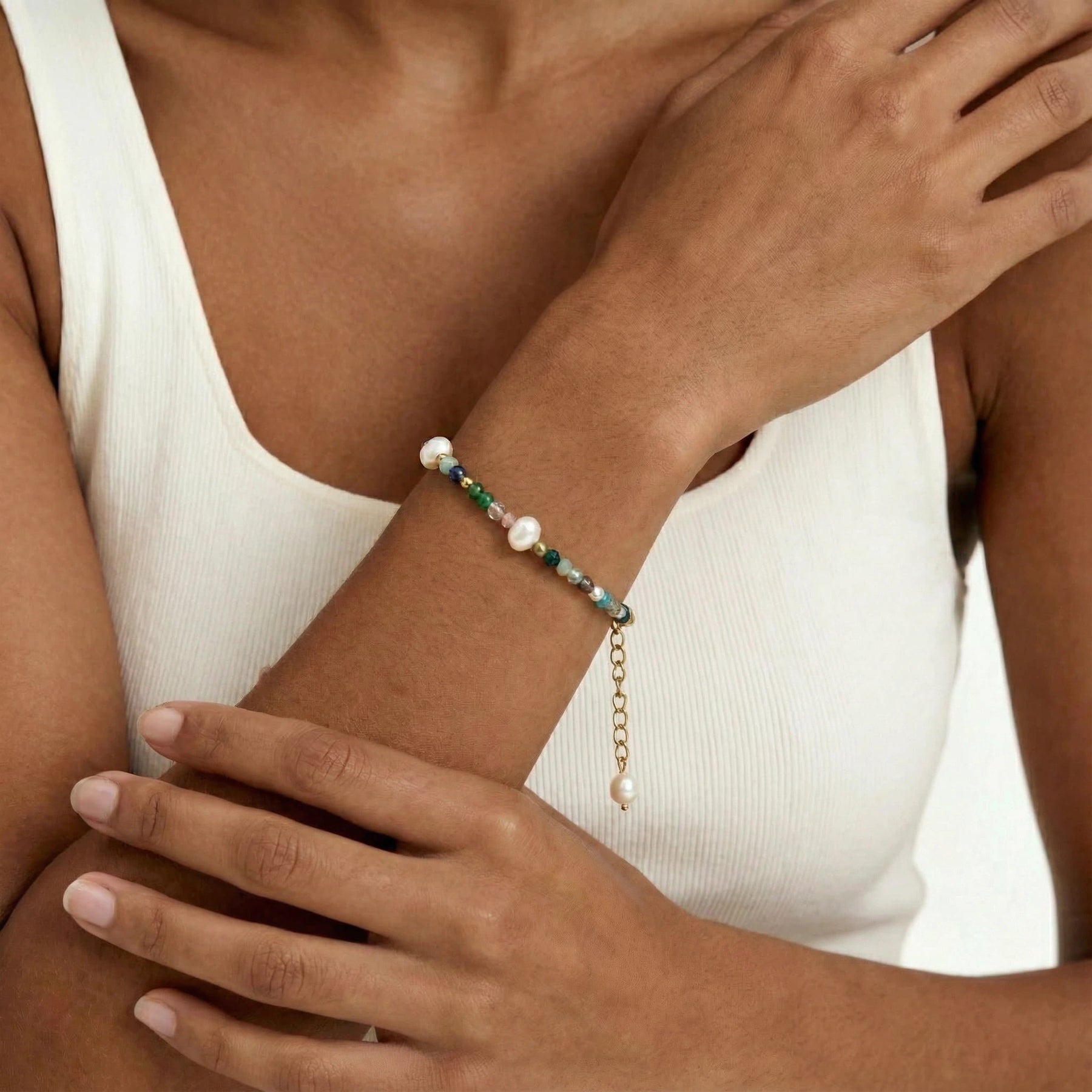 Tourmaline & Freshwater Pearl Bracelet