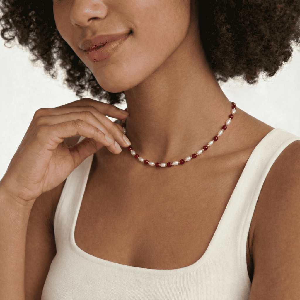 Natural Stone & Freshwater Pearl Necklace-AAA Quality