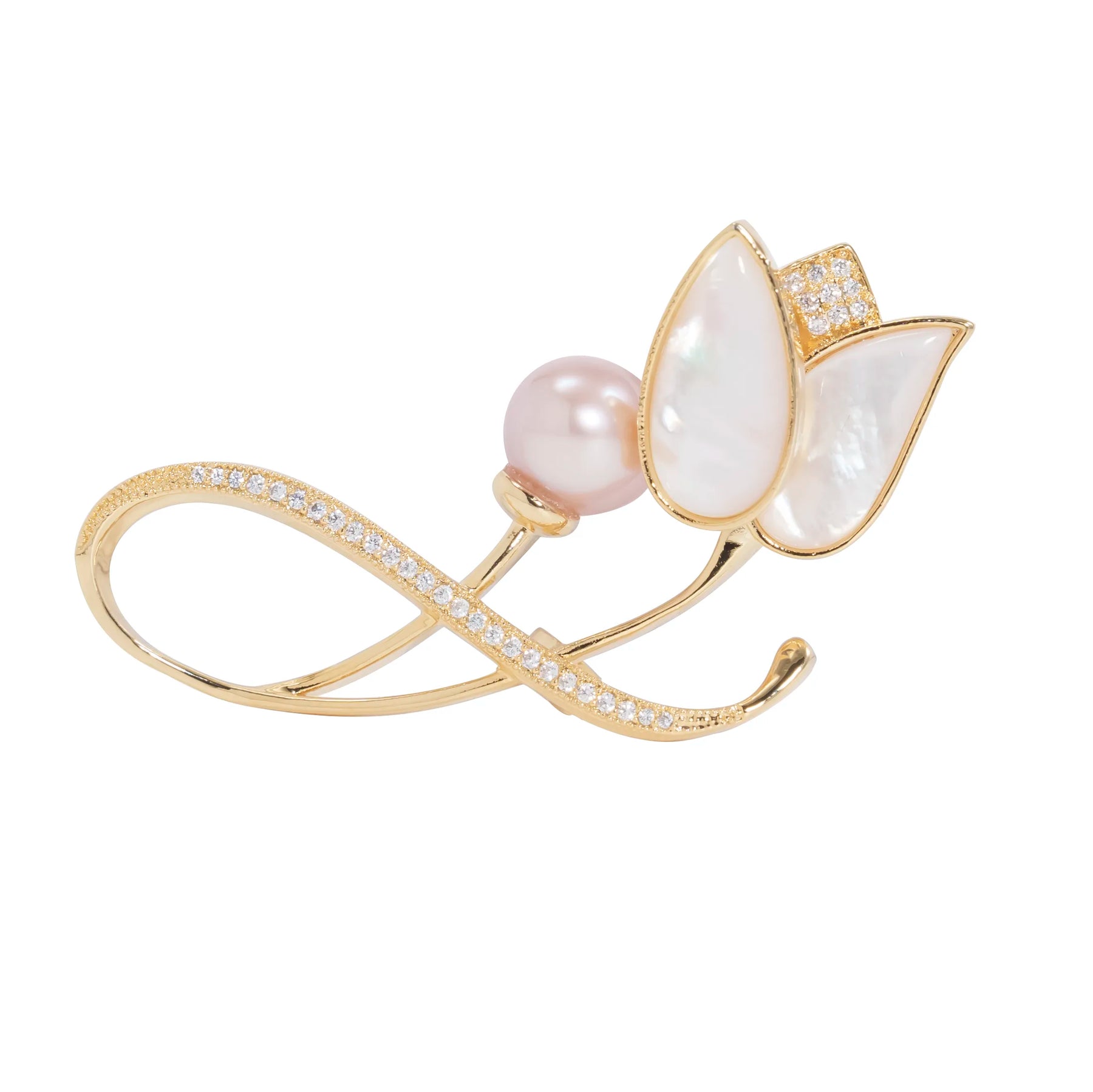 9.5-10.5mm Tulip Freshwater Pearl Brooch-AAA Quality