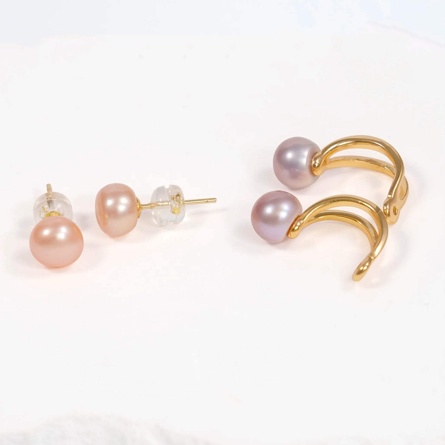2-in-1 Pearl Jacket Pastel-Mix Freshwater Pearl Stud Earrings