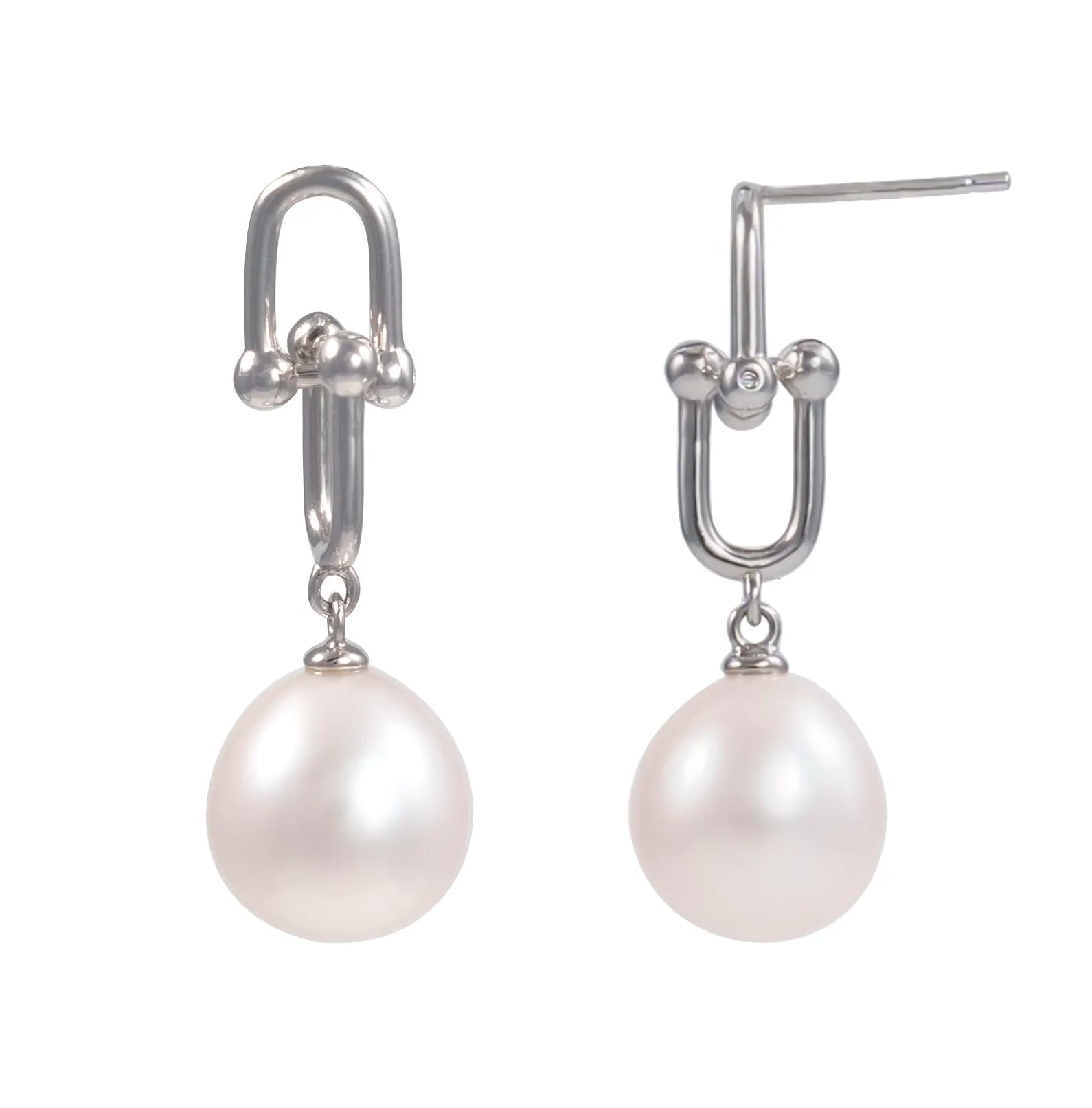 10.5-11.5mm White Freshwater Pearl Stud Earrings