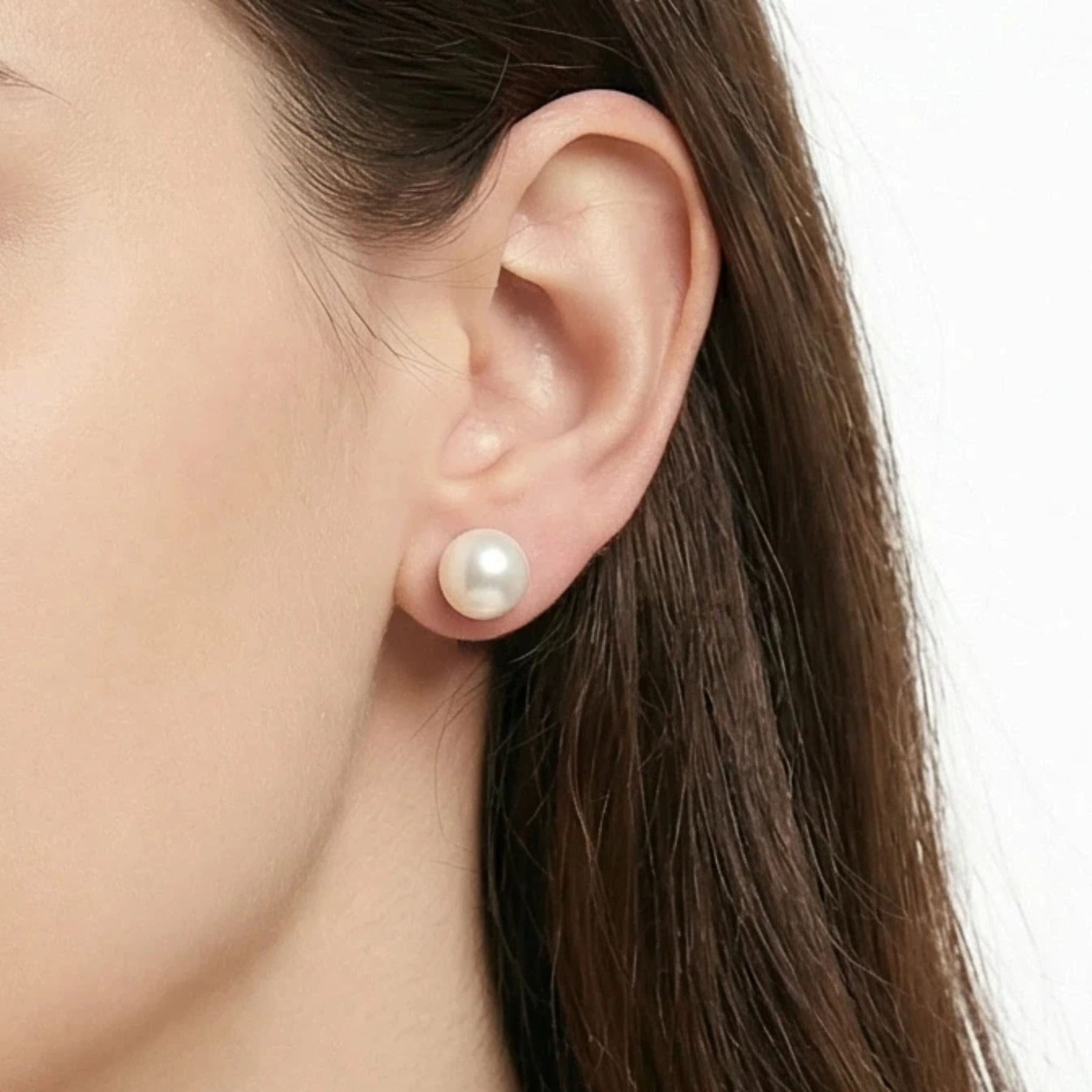 10.5-11.5mm White Freshwater Pearl Stud Earrings