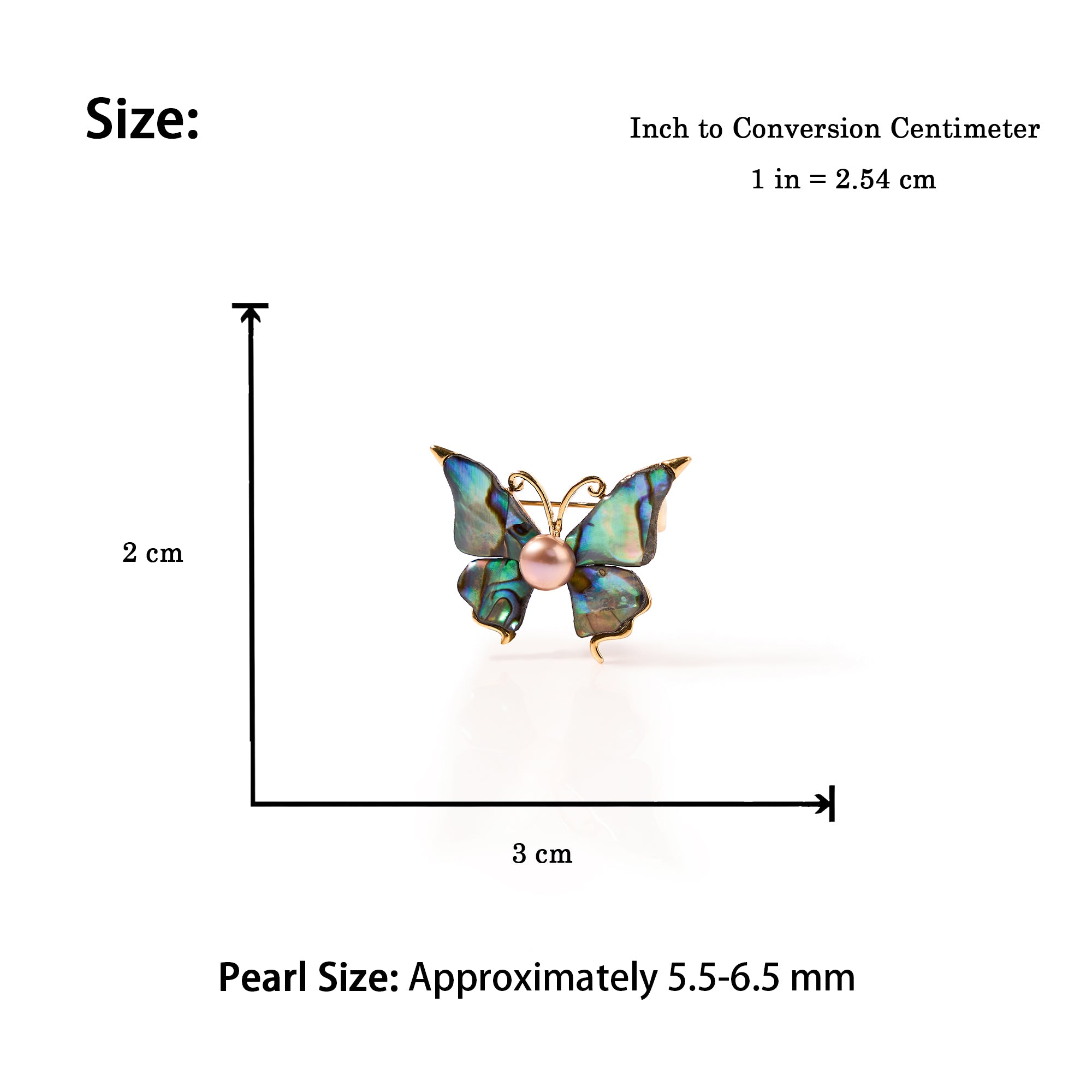 5.5-6.5mm Butterfly  Freshwater Pearl Brooch-AAA Quality