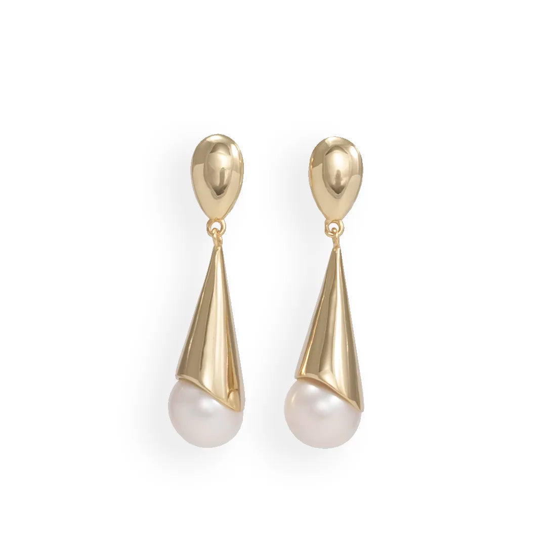 8.5-9.5mm White Freshwater Pearl Stud Earrings