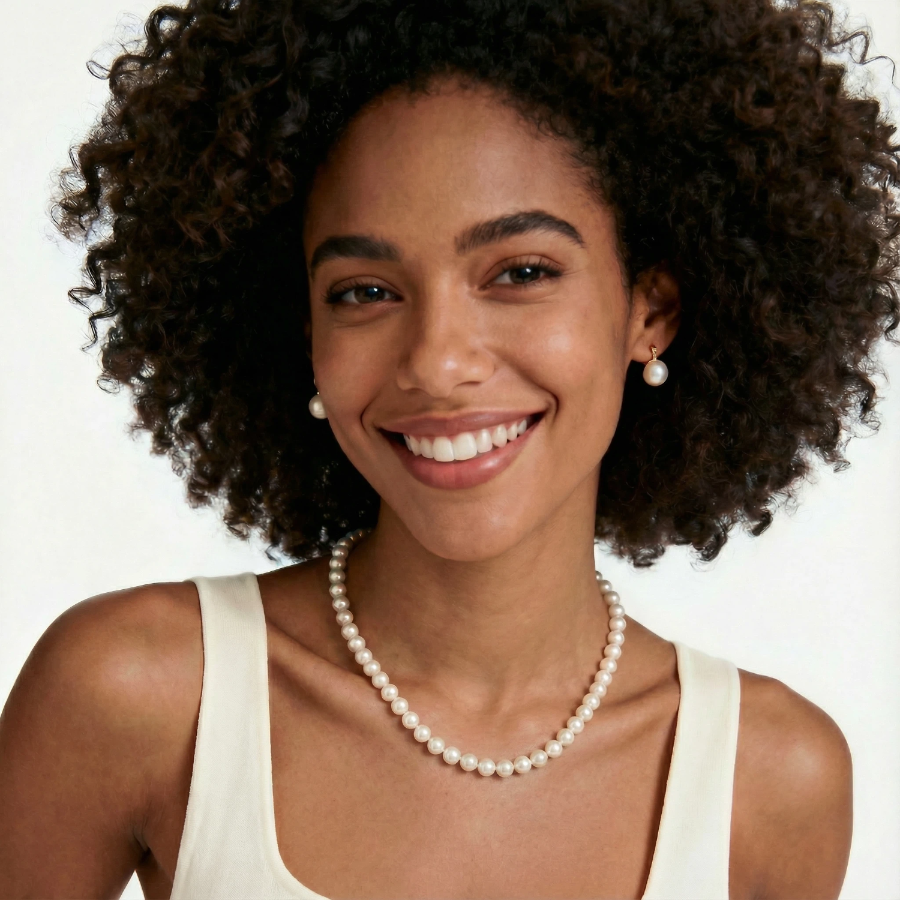 7-10.5mm Link Clasp White Freshwater Pearl Necklace – AAA Quality