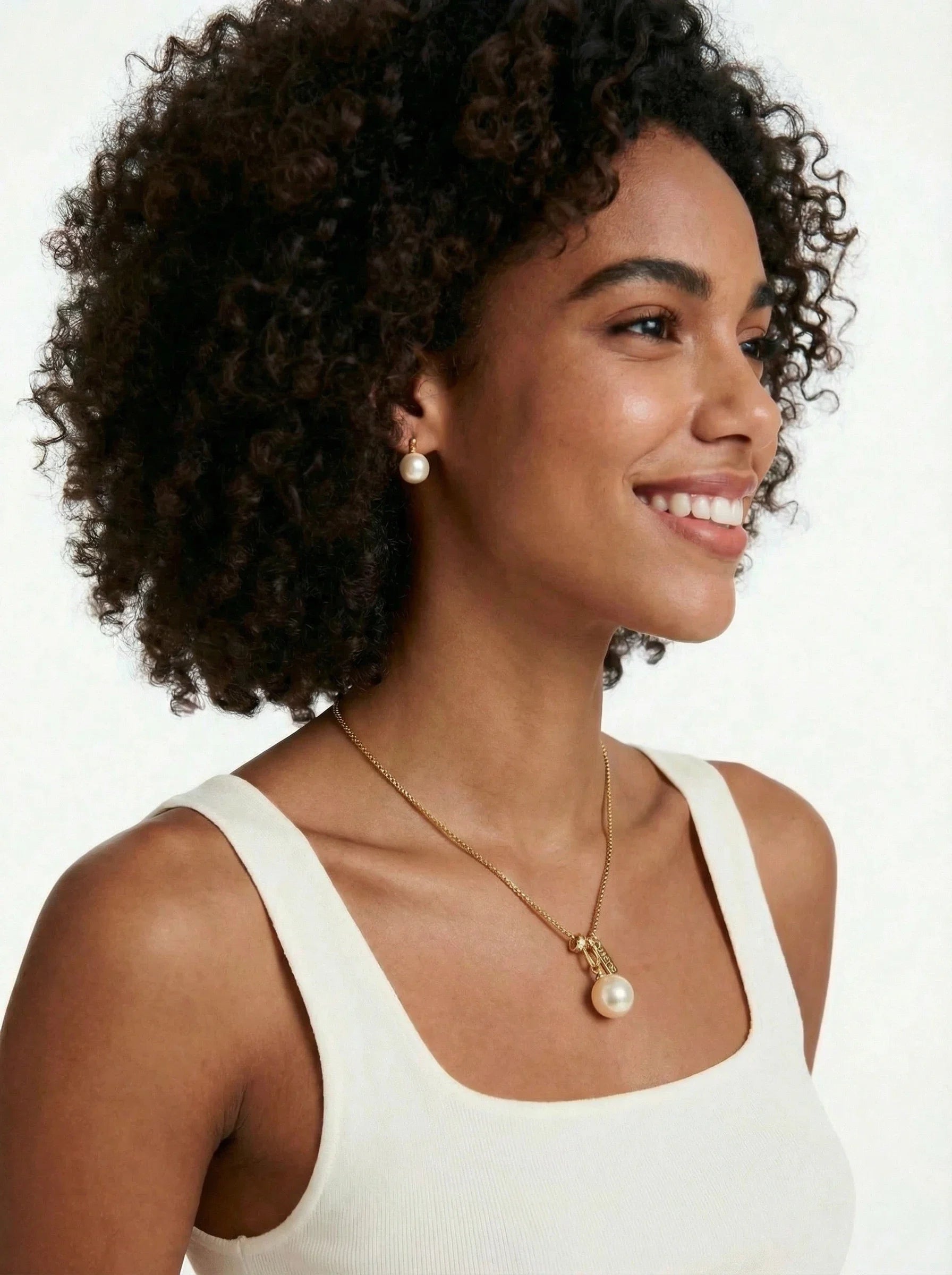 20-20mm Lucky White Freshwater Pearl Pendant