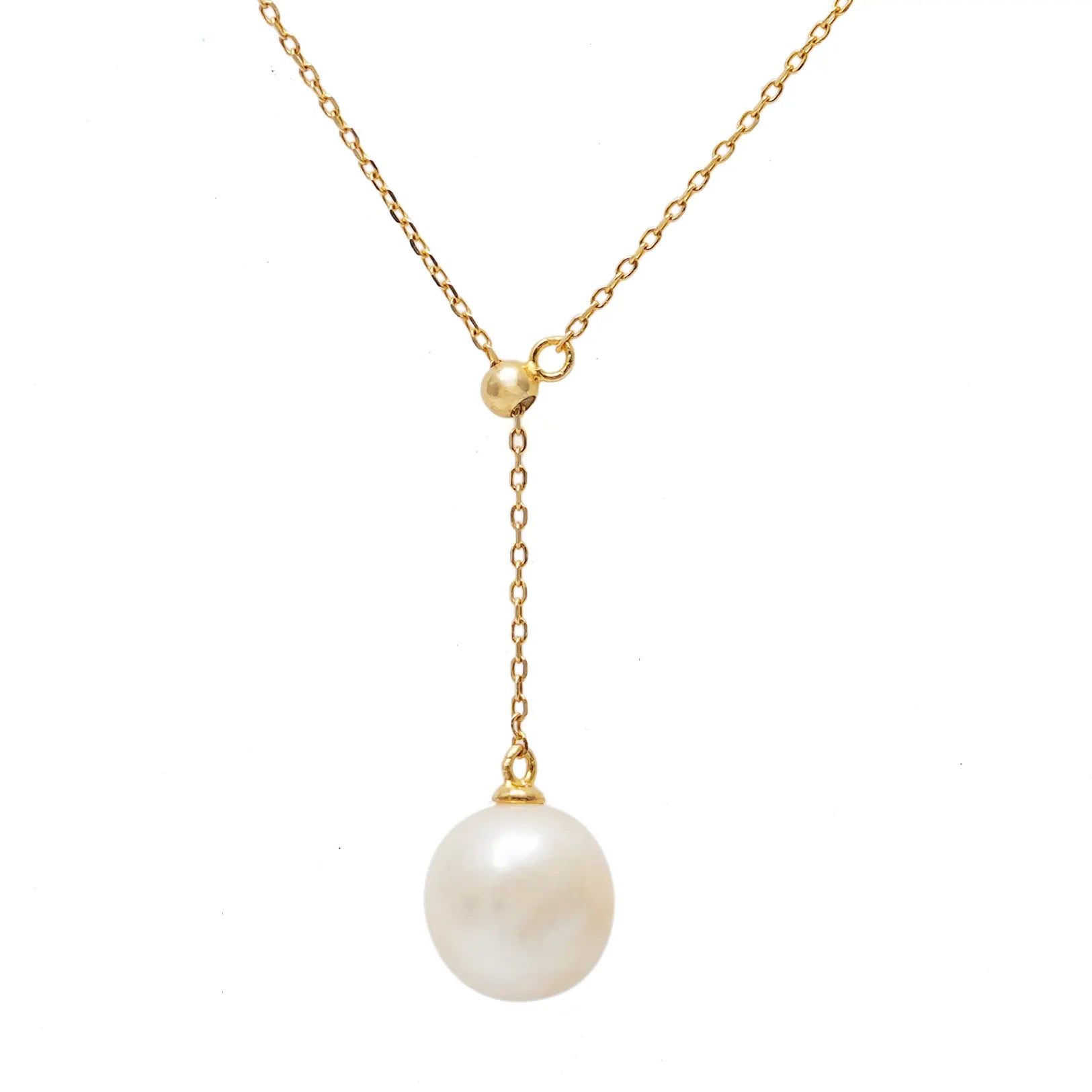 Y-Drop Lariat White Freshwater Pearl Pendant