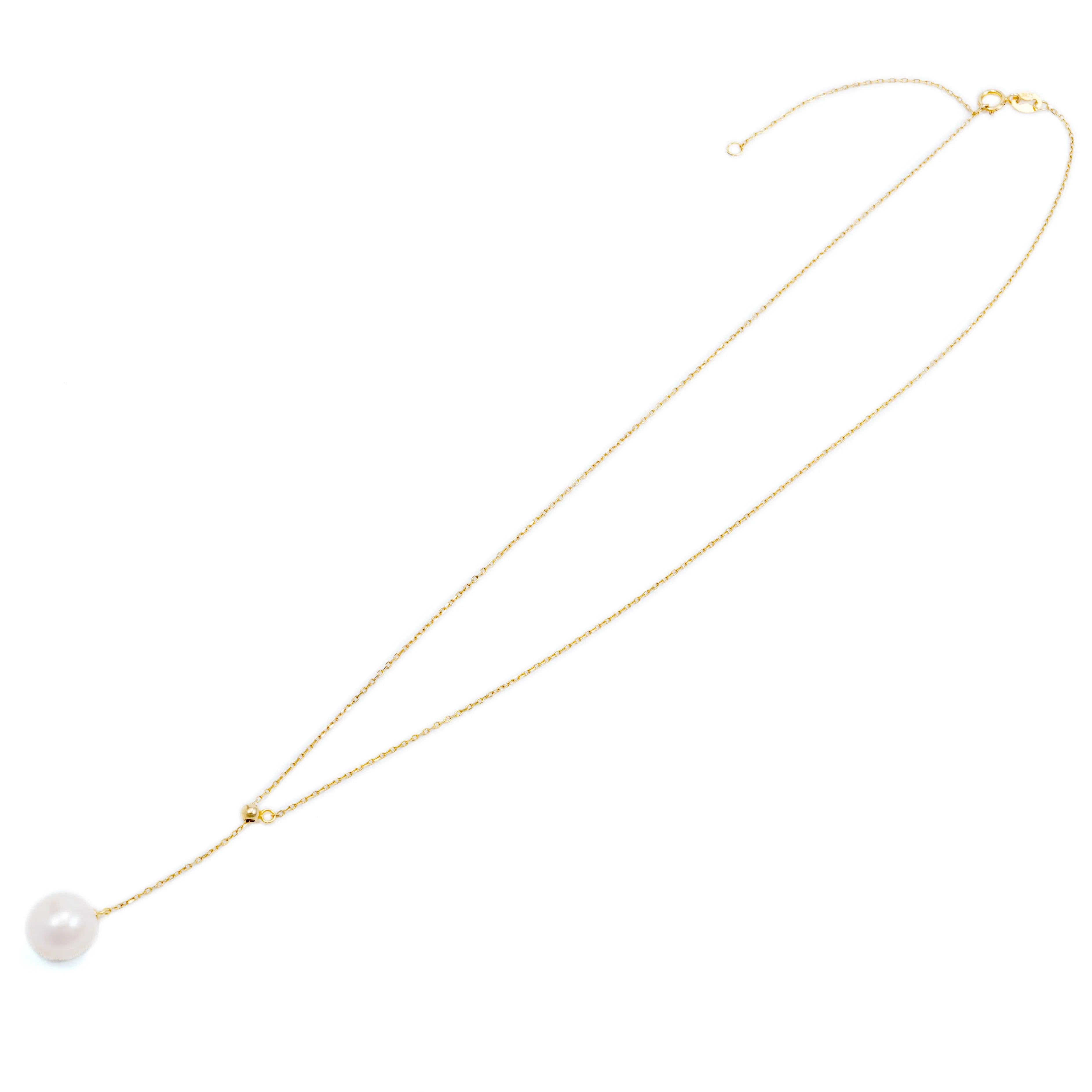 Y-Drop Lariat White Freshwater Pearl Pendant