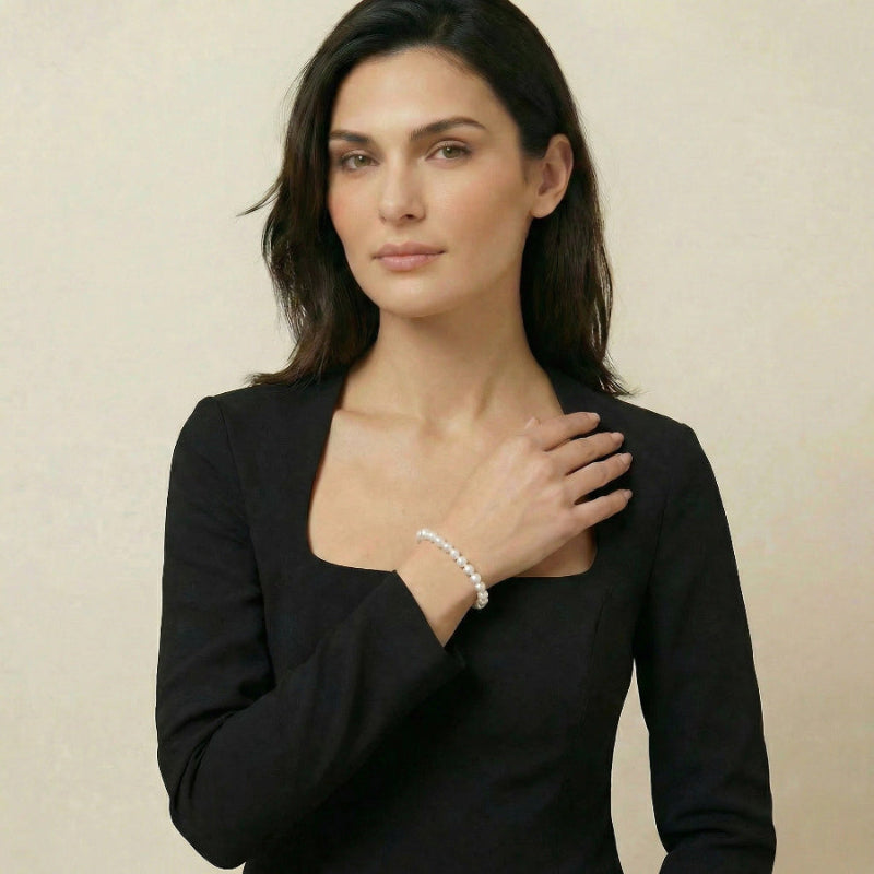 7.5-8.0mm White Freshwater Pearl Bracelet - AAAA Quality