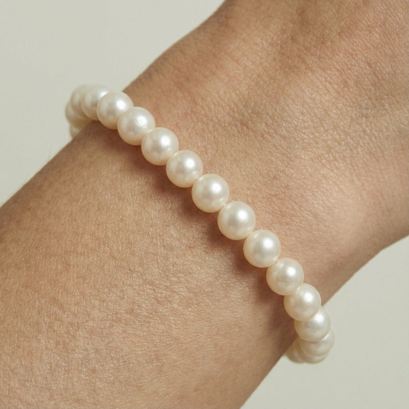 7.0-7.5mm White Freshwater Pearl Bracelet - AAA Qualit