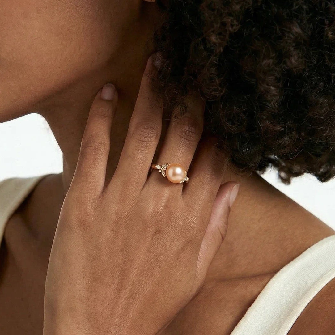 Crown Pink Freshwater Pearl Ring 9.5–10.5mm