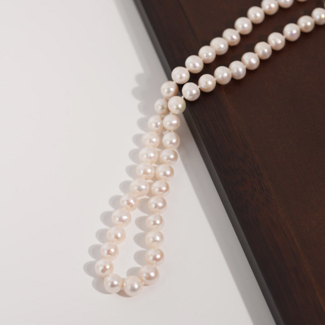 Alba Aurora White Freshwater Round Pearl Necklace