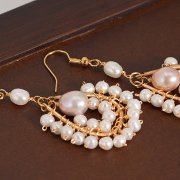 Celestia Veil Teardrop Pearl Chandelier Earrings