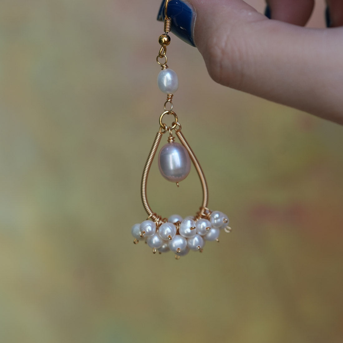 Celestia Veil Teardrop Pearl Chandelier Earrings