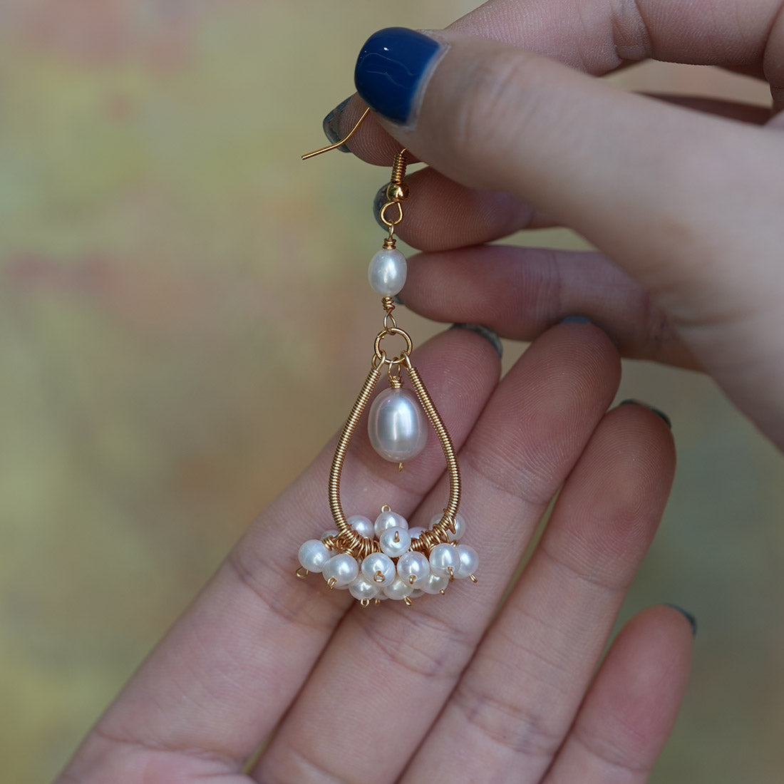 Celestia Veil Teardrop Pearl Chandelier Earrings